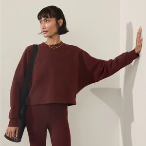 NWT Athleta Easy Fleece Dolman Crop Sweatshirt - Garnet (M)